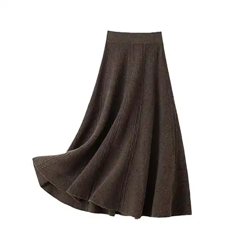 Bollrllr 100% Merino Wool Skirt Women's High Waist Knitted Skirt Autumn Fashion Skirt