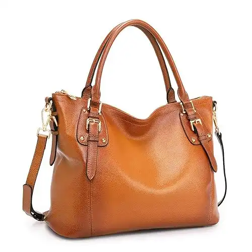 Kattee Genuine Leather Handbags Tote Shoulder Bag for Woman Satchel Designer Purse Top Handles Crossbody Bag Large Capacity