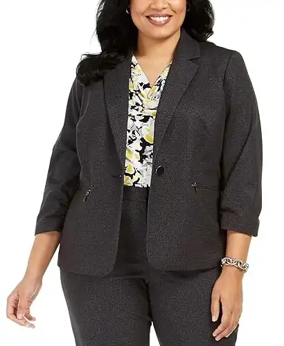 Kasper Womens Plus Solid Work Wear Blazer