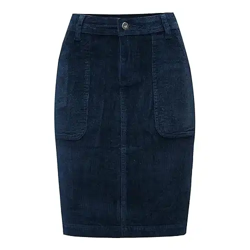 JEANIR Women's Low Stretch Denim A-Line Skirt 14 Pit Stretch Corduroy Knee Length Mid Skirt Mini Denim Skirt with Pockets